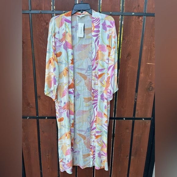 Z Supply @ Evereve Bed to Beach Cabo Kimono Palms - Picture 2 of 3